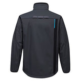 T750 - WX3 Softshell Jacka, Mörkgrå/Svart med blåa detaljer