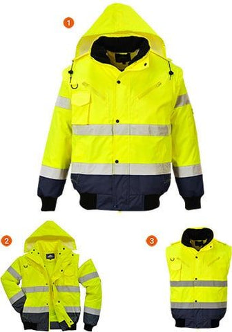 Portwest 3 in 1 Bomber jacket with detachable sleeves C465